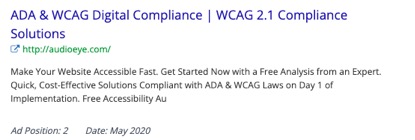 ADA & WCAG Digital Compliance - WCAG 2.1 Compliance Solutions http://audioeye.com  Make Your Website Accessible Fast. Get Started Now with a Free Analysis from an Expert.  Quick, Cost-Effective Solutions Compliant with ADA & WCAG Laws on Day 1 of Implementation.  Free Accessibility Au[sic]