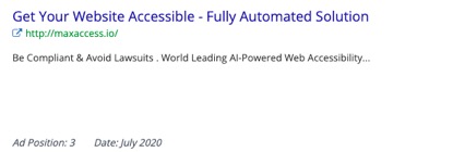 Get Your Website Accessible - Fully Automated Solution http://maxaccess.io  Be Compliant & Avoid Lawsuits.  World Leading AI-Powered Web Accessibility..  Ad Position: 3  Date: July 2020