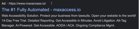 Ad - https://www.maxaccess.io  The #1 Fully Automated - maxaccess.io  Web Accessibility Solution. Protect your business from lawsuits. Open your website to the world! 14-Day Free Trial. Detailed Reporting. Get Accessible in Minutes. Avoid Litigation. Alt-Tag Manager. AI-Powered. Get Accesible. AODA/ACA. Ongoing Compliance Mgmt.