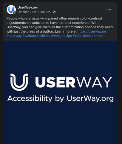 UserWay.org October 21 at 10:05 AM  People who are visually-impaired often require color-contrast adjustments on websites to have the best experience. With UserWay, you can give them all the customization options they need with just the press of a button. Learn more at https://userway.org #userrway #webaccessibility #web_design #web_development